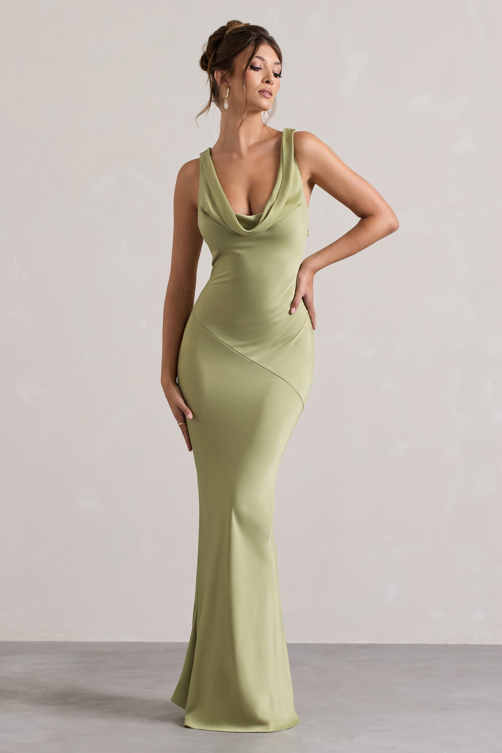 LENA | Robe Maxi au Style Minimaliste avec Encolure Drapée