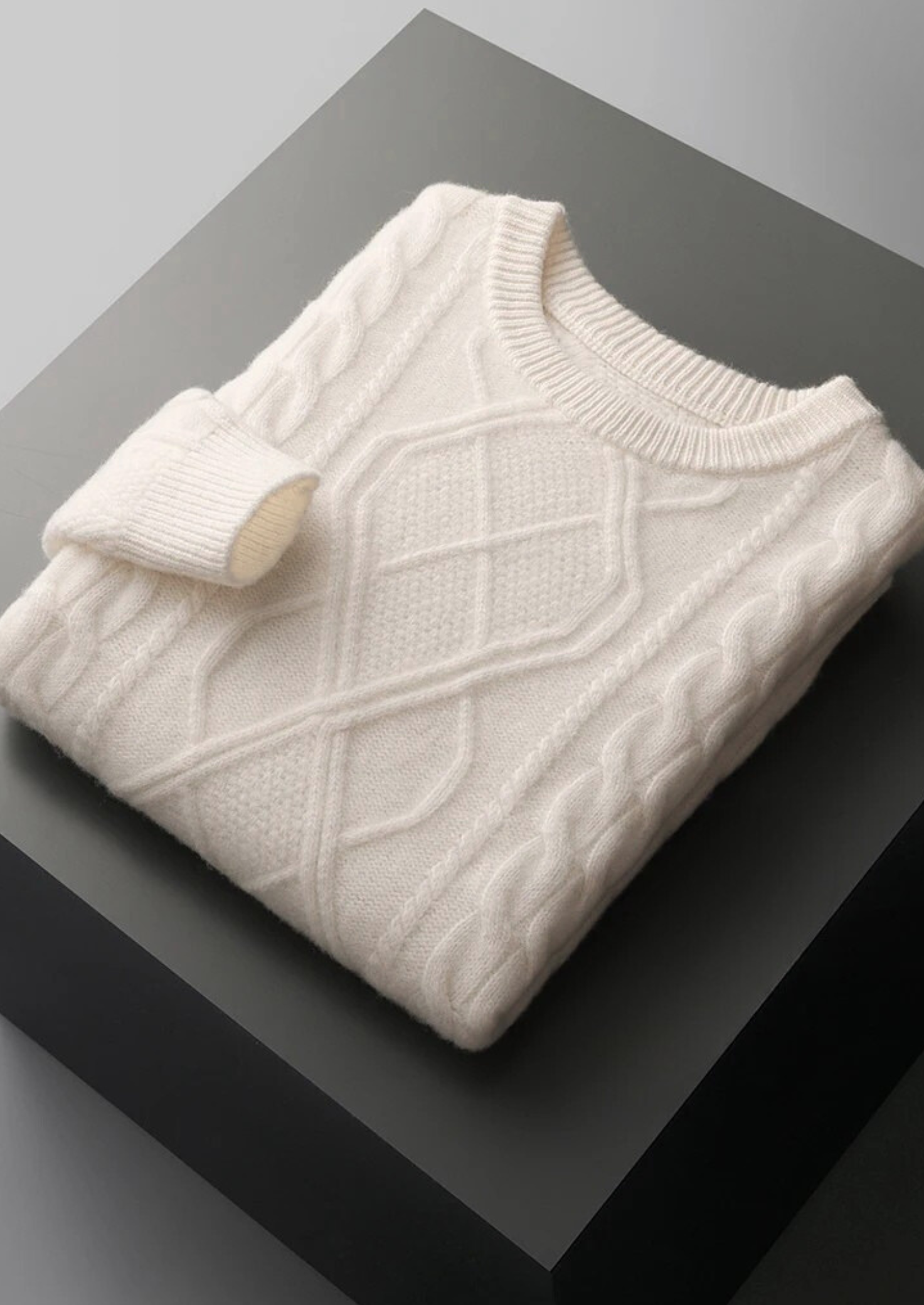 Pull col rond d'hiver en laine mérinos extra-fine pure