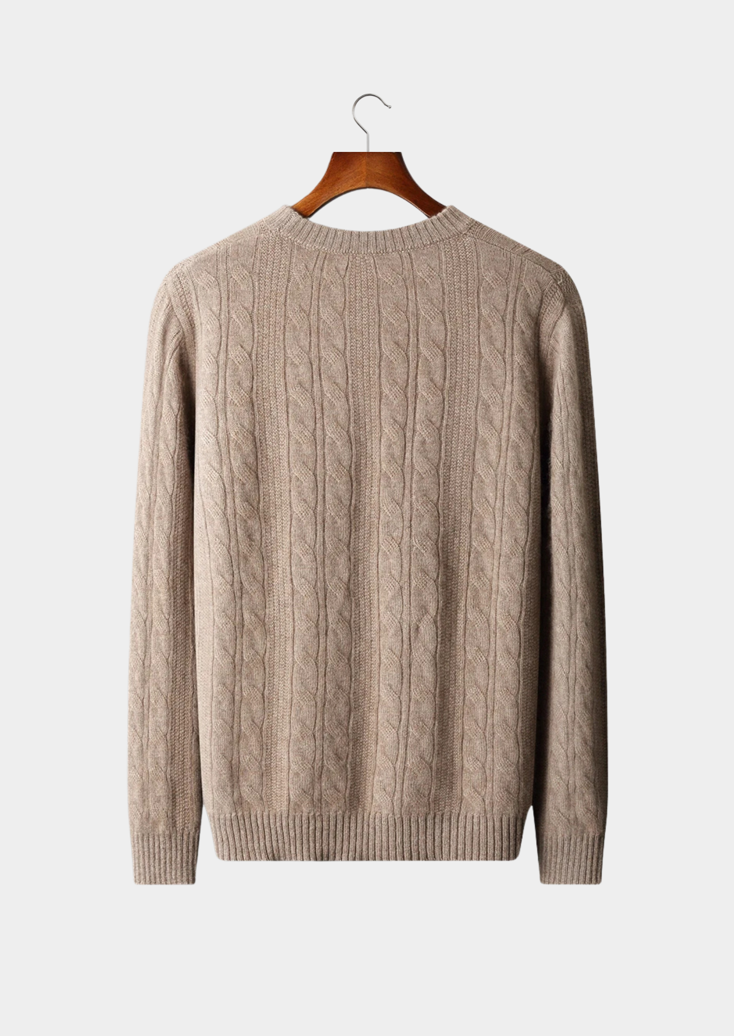 PULL RAS DU COU EN LAINE MÉRINOS EXTRA-FINE PURE À MAILLE TORSADÉE