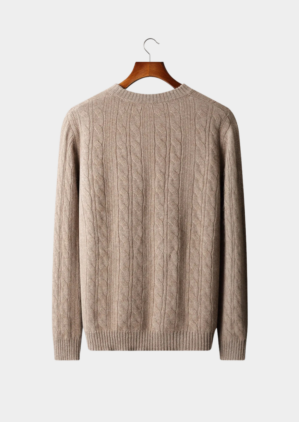 Pull à col rond en laine mérinos extra-fine pure, tricot torsadé