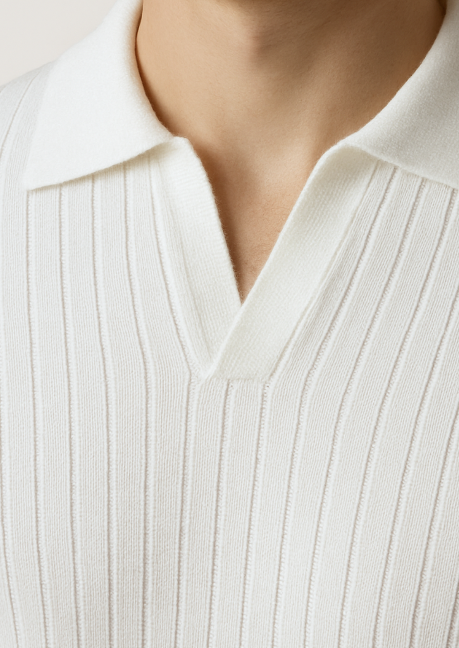 Polo blanc côtelé sans boutons