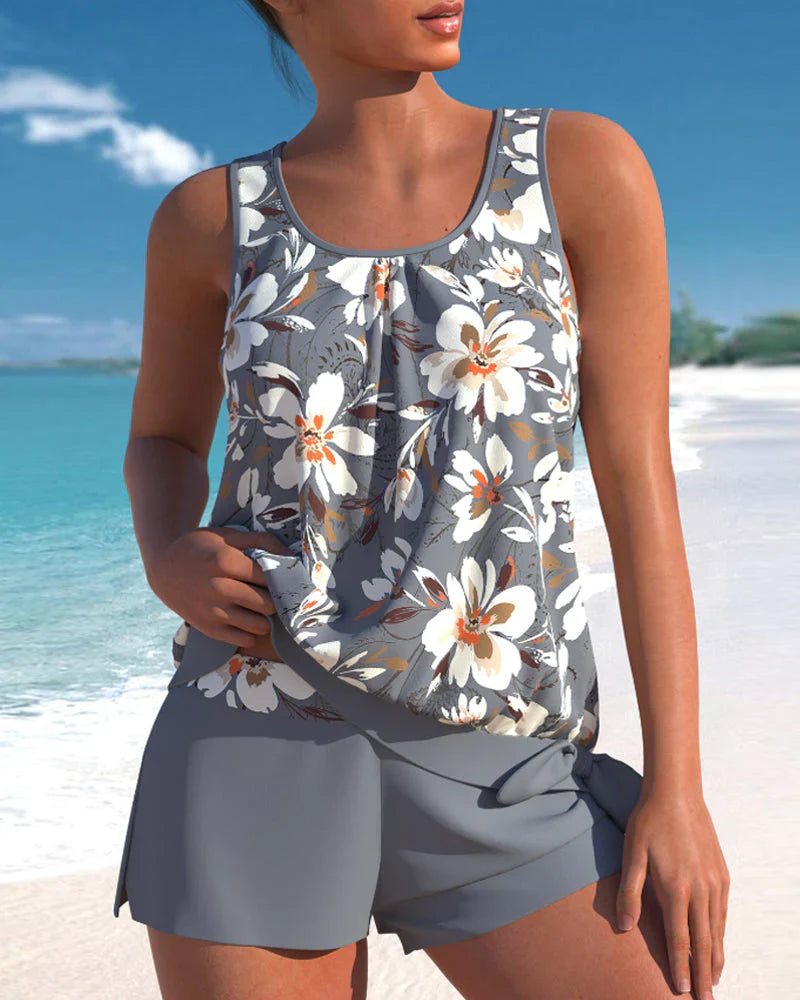 Sira Tankini Set — Fog & Ocean