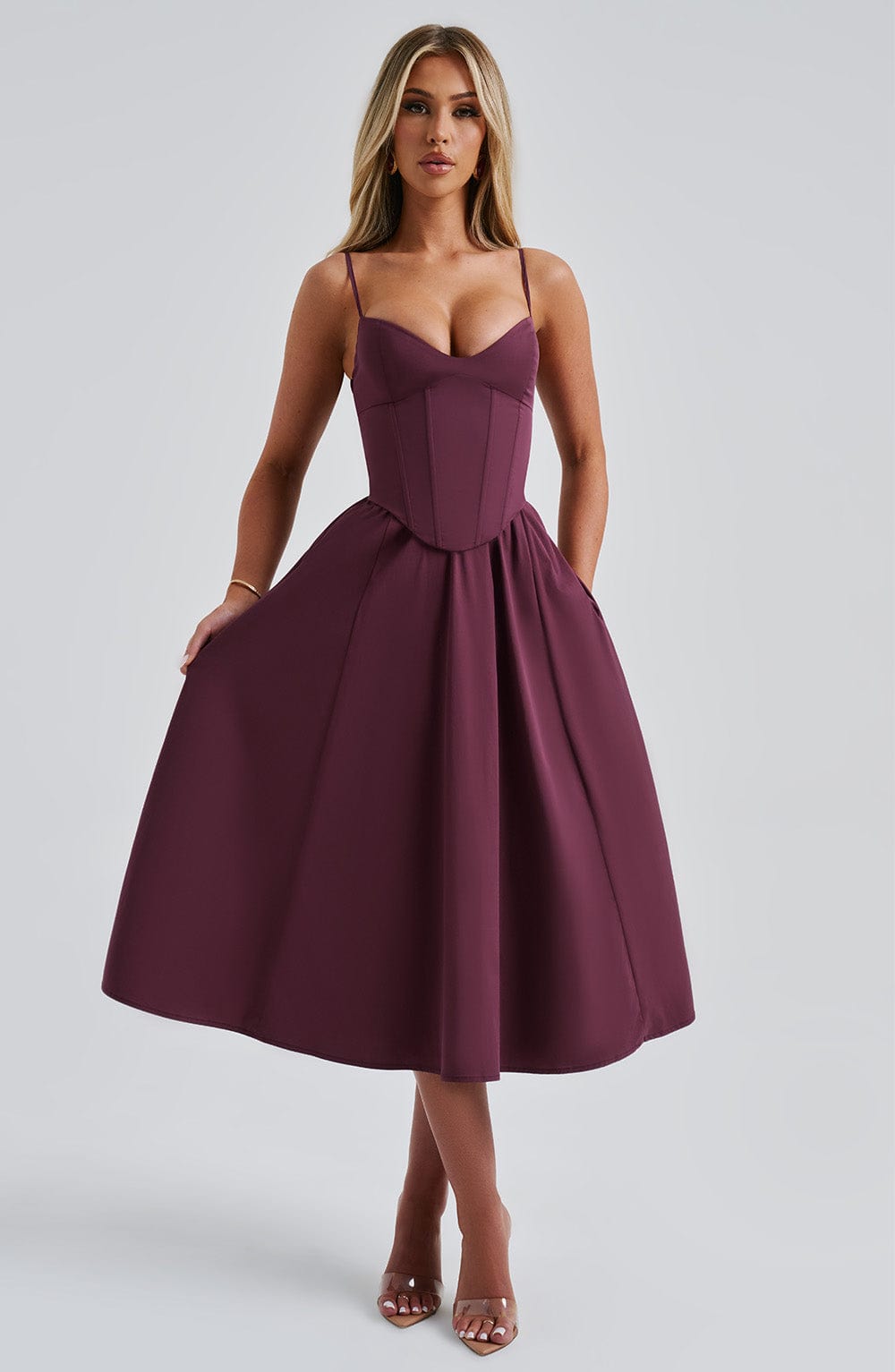 MAILEEN | Robe Midi Élégante avec Design Corset