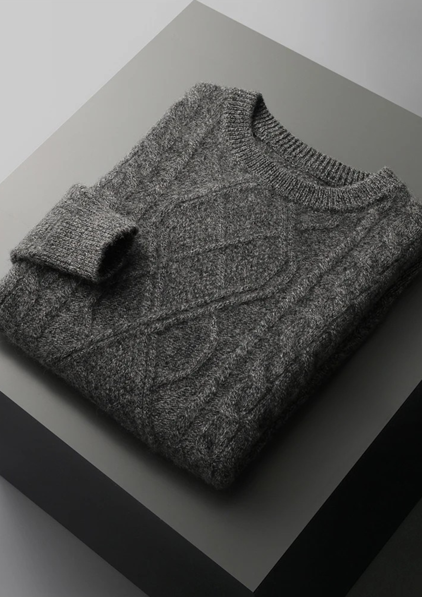 Pull col rond d'hiver en laine mérinos extra-fine pure