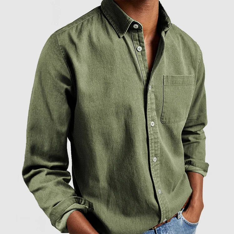 The Liron — Navy Notch Collar Shirt