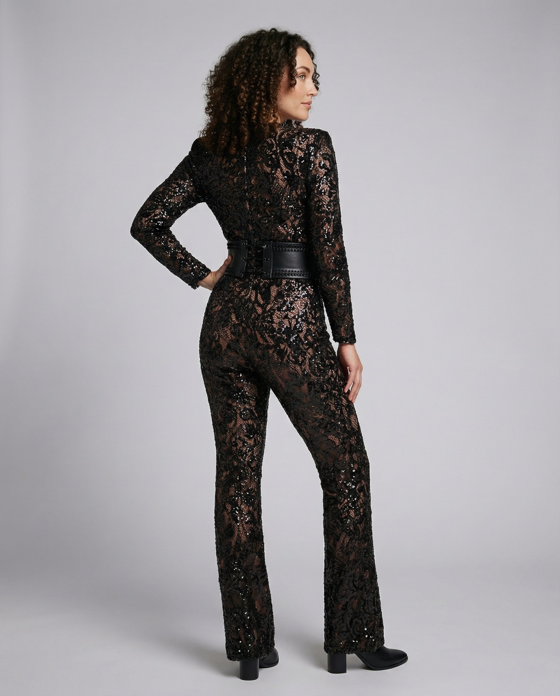 The Elira — Noir Lace Jumpsuit