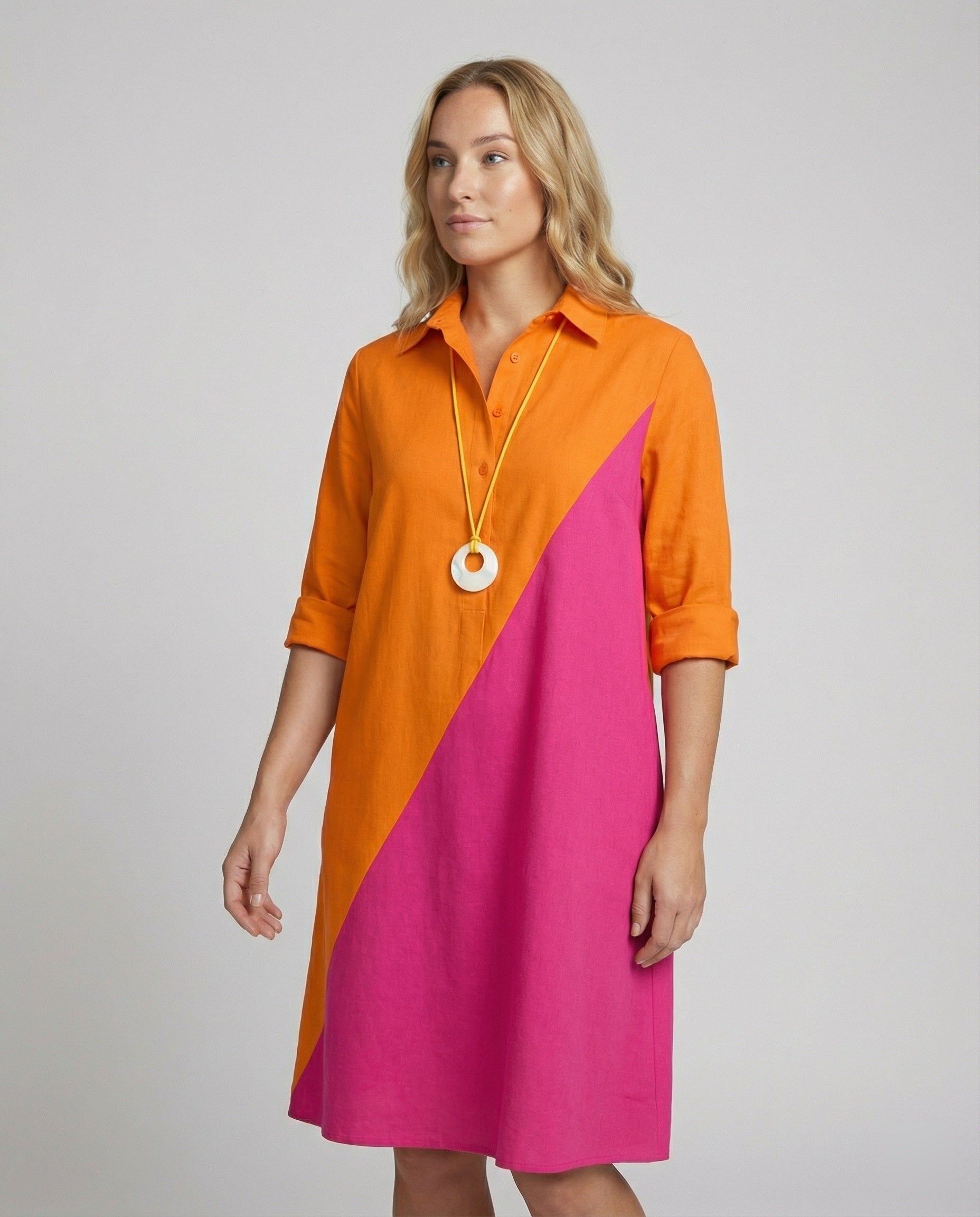 Liora Shirt Dress — Sunset Blush