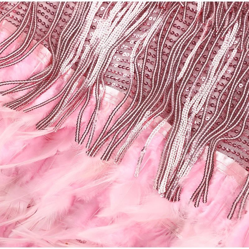 The Elira — Feathered Sequin Cocktail Dress