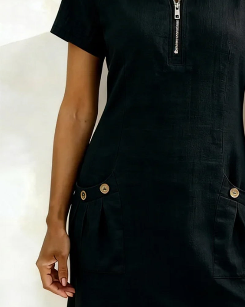 Bonnie™ | Robe en coton avec poches avant à fermeture éclair
