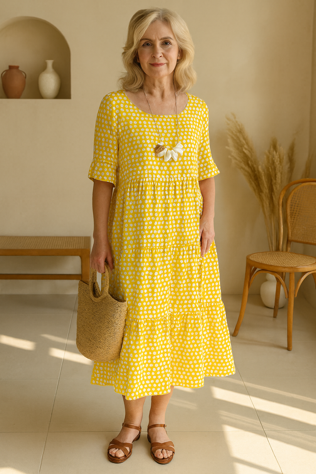 Noémie™ — Robe Midi Élégante au Flux Naturel