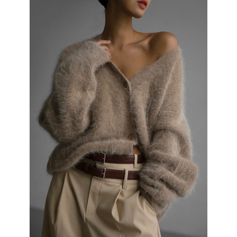 The Edda Cardigan — Slate Mohair