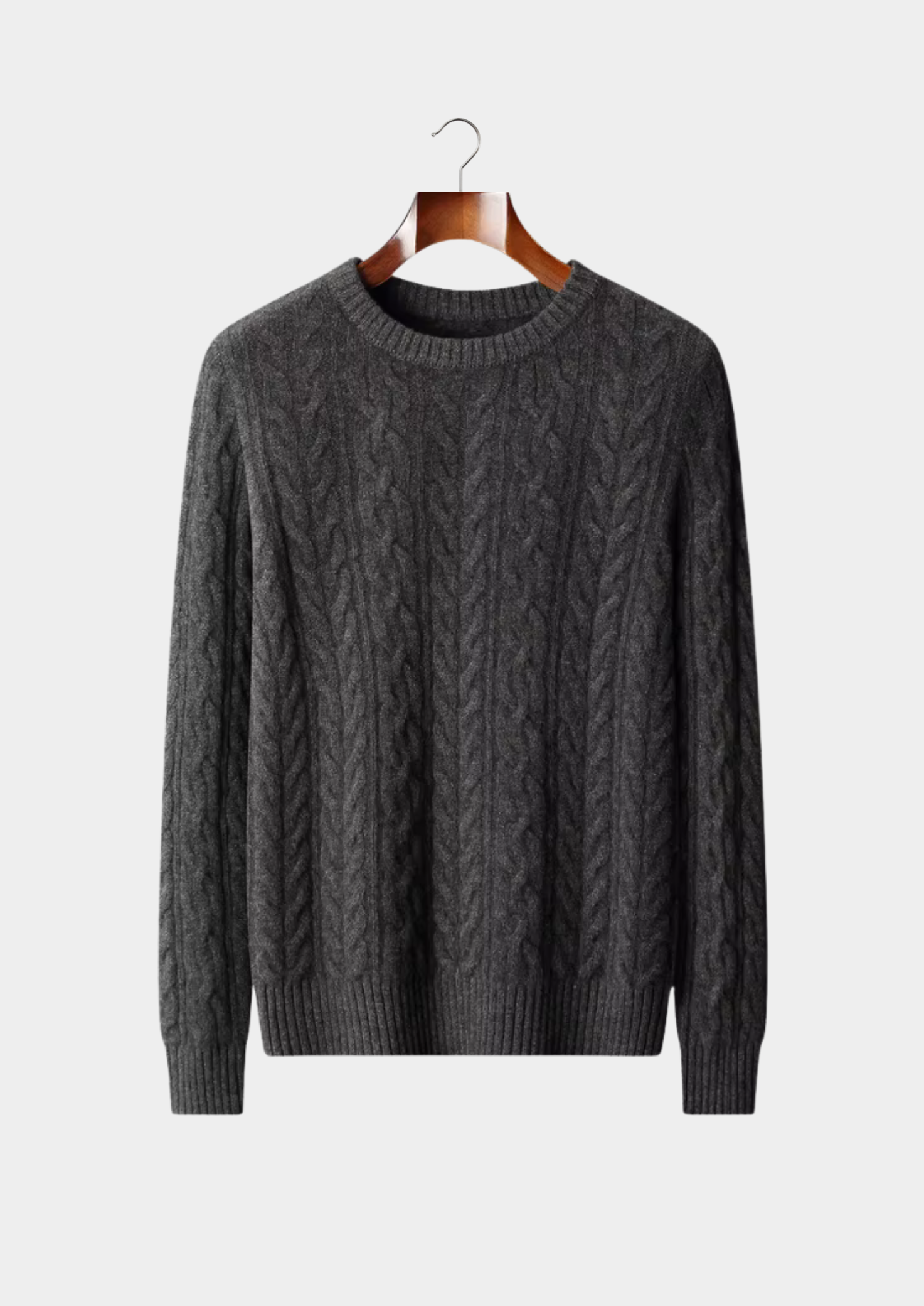 Pull ras du cou en laine mérinos pure extra-fine avec torsades