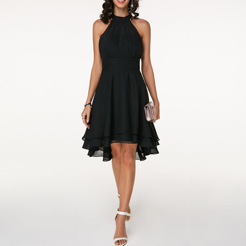 Isla Ruffle Dress — Midnight