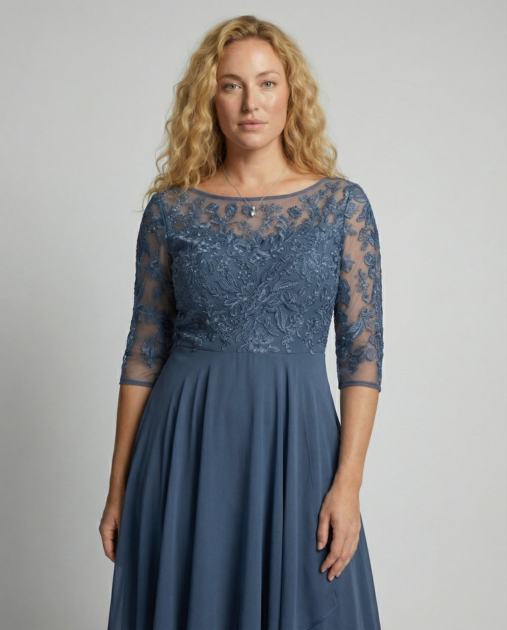 Thalassa — Cerulean Lace Midi Dress