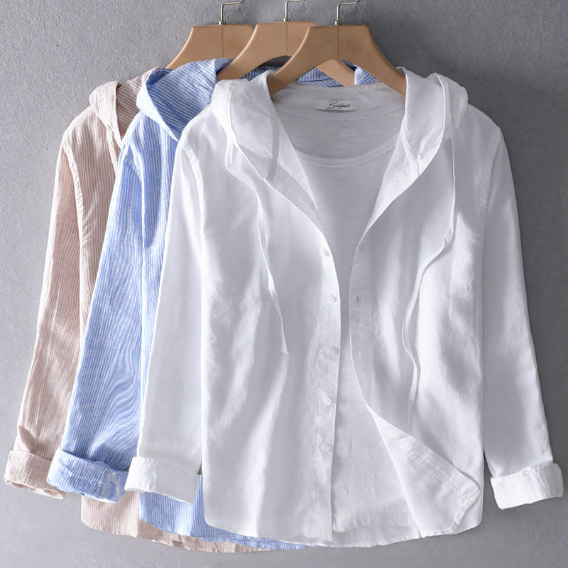 The Eira — Breezy Linen Hooded Shirt