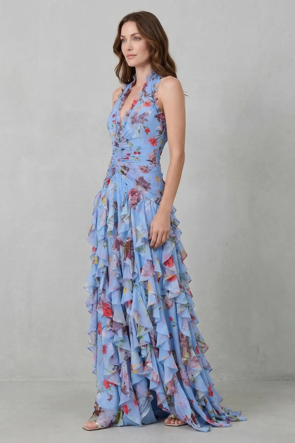 Robe longue élégante à col halter – Maison Claire et Sylvie