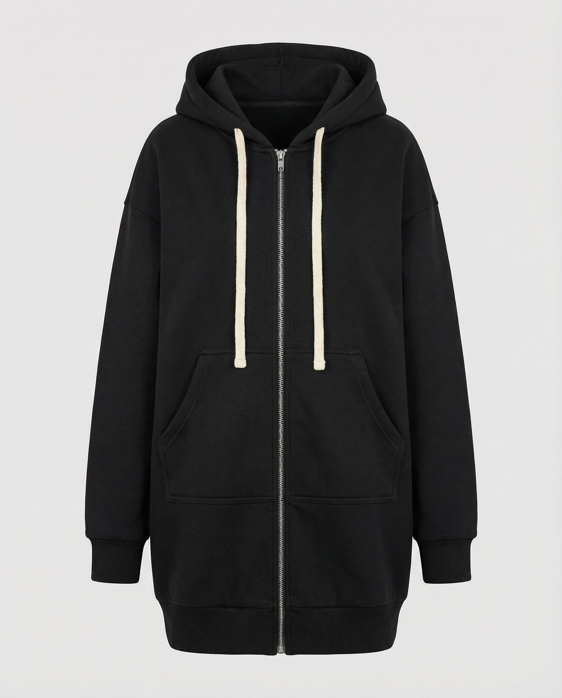 The Lyra Longline Zip Hoodie — Midnight