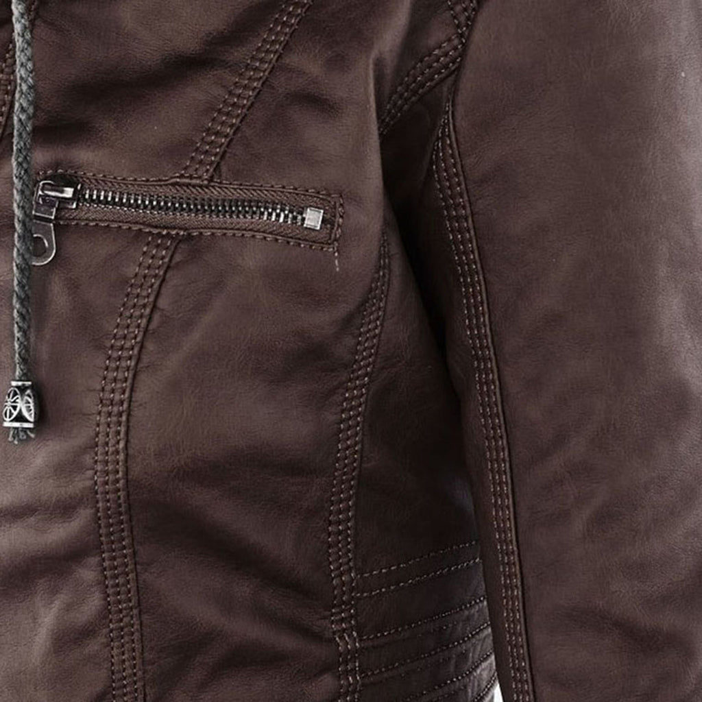The Oren — Noir Hooded Leather Jacket