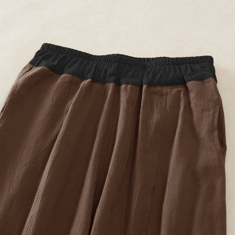 Pantalon Harem Décontracté en Coton à Cordon, Uni, avec Poches, Printemps, Femme, Style Pierres de Bouddha