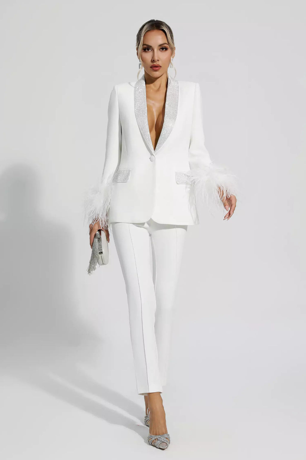 The Caelis Set — Moonstone Feather Blazer