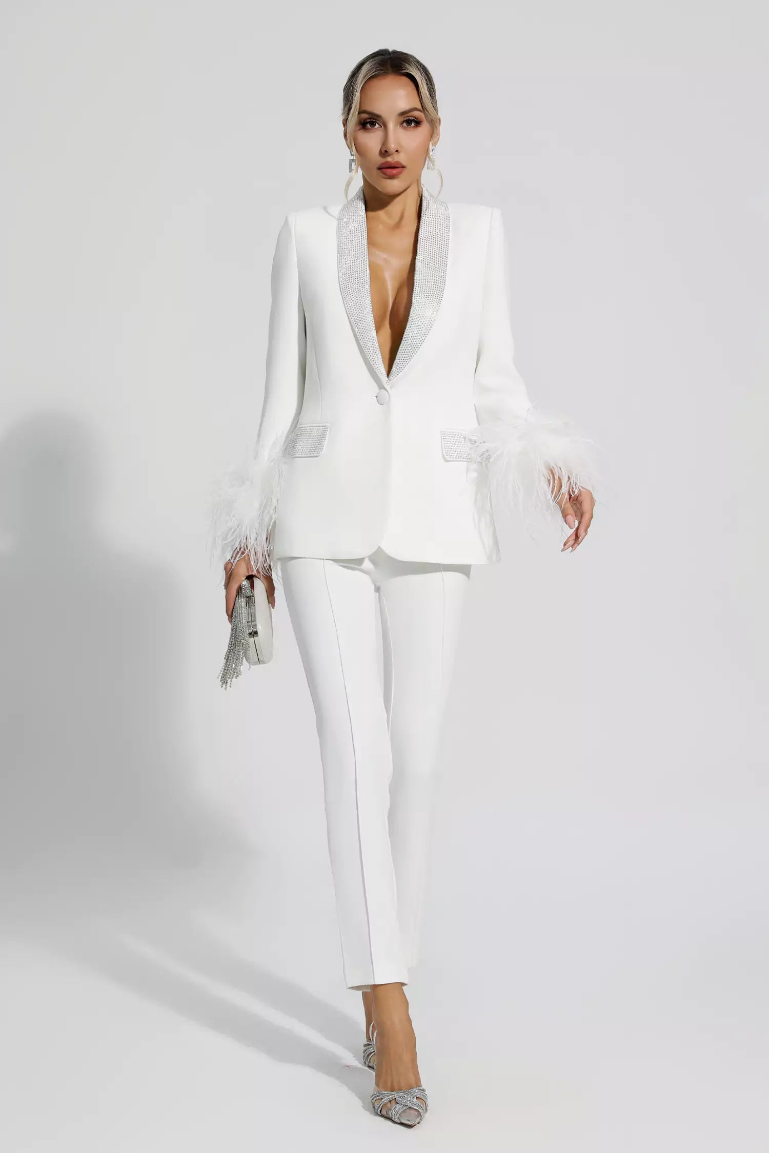 The Caelis Set — Moonstone Feather Blazer
