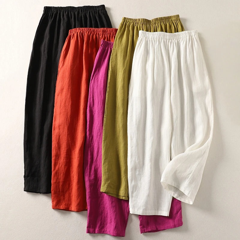 Amalia™ — Pantalon fluide en lin et coton aéré