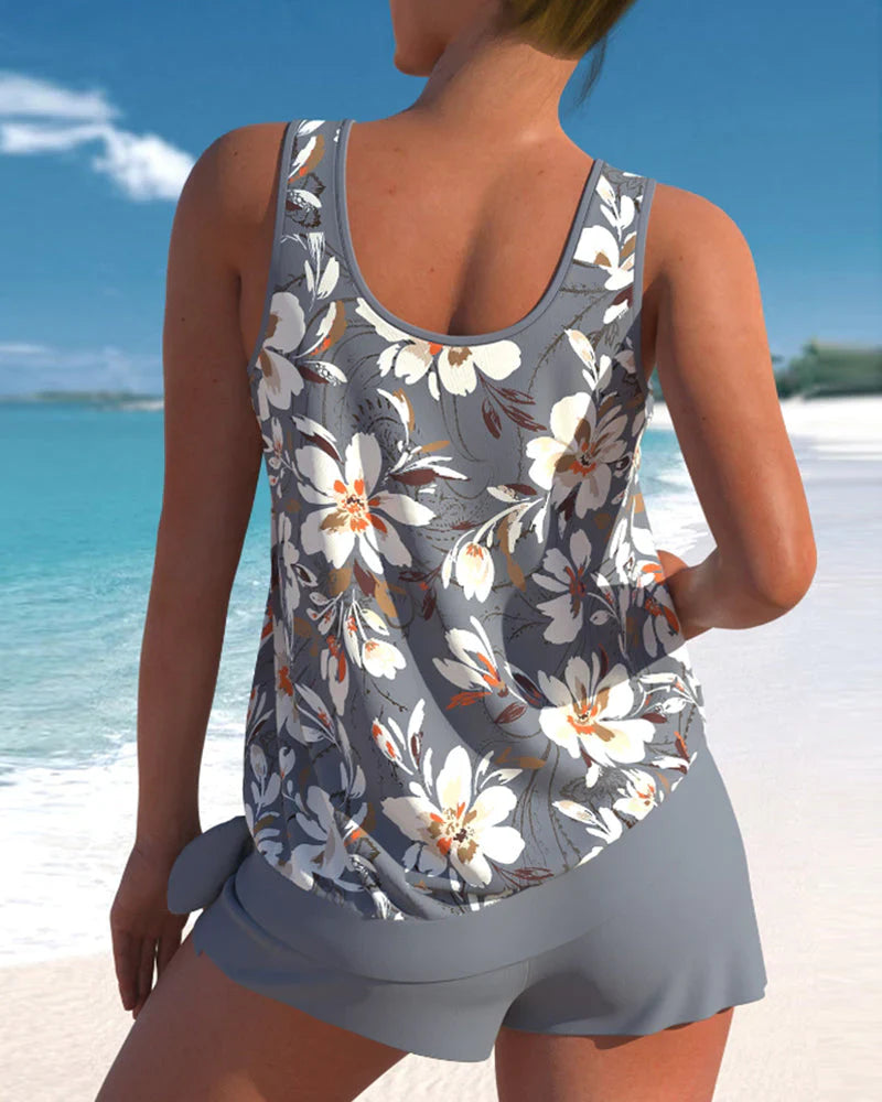 Sira Tankini Set — Fog & Ocean