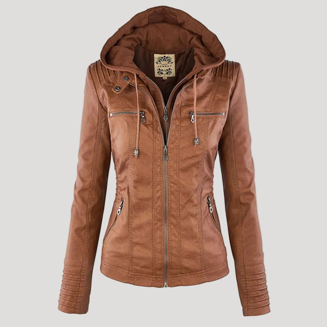 The Oren — Noir Hooded Leather Jacket