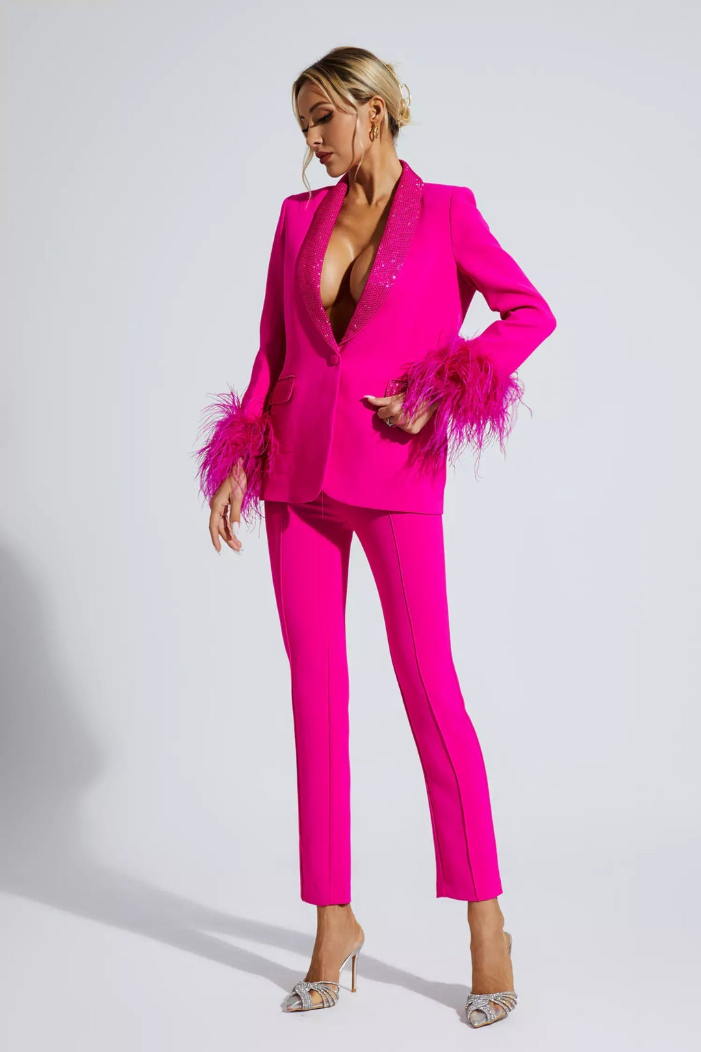 The Caelis Set — Moonstone Feather Blazer