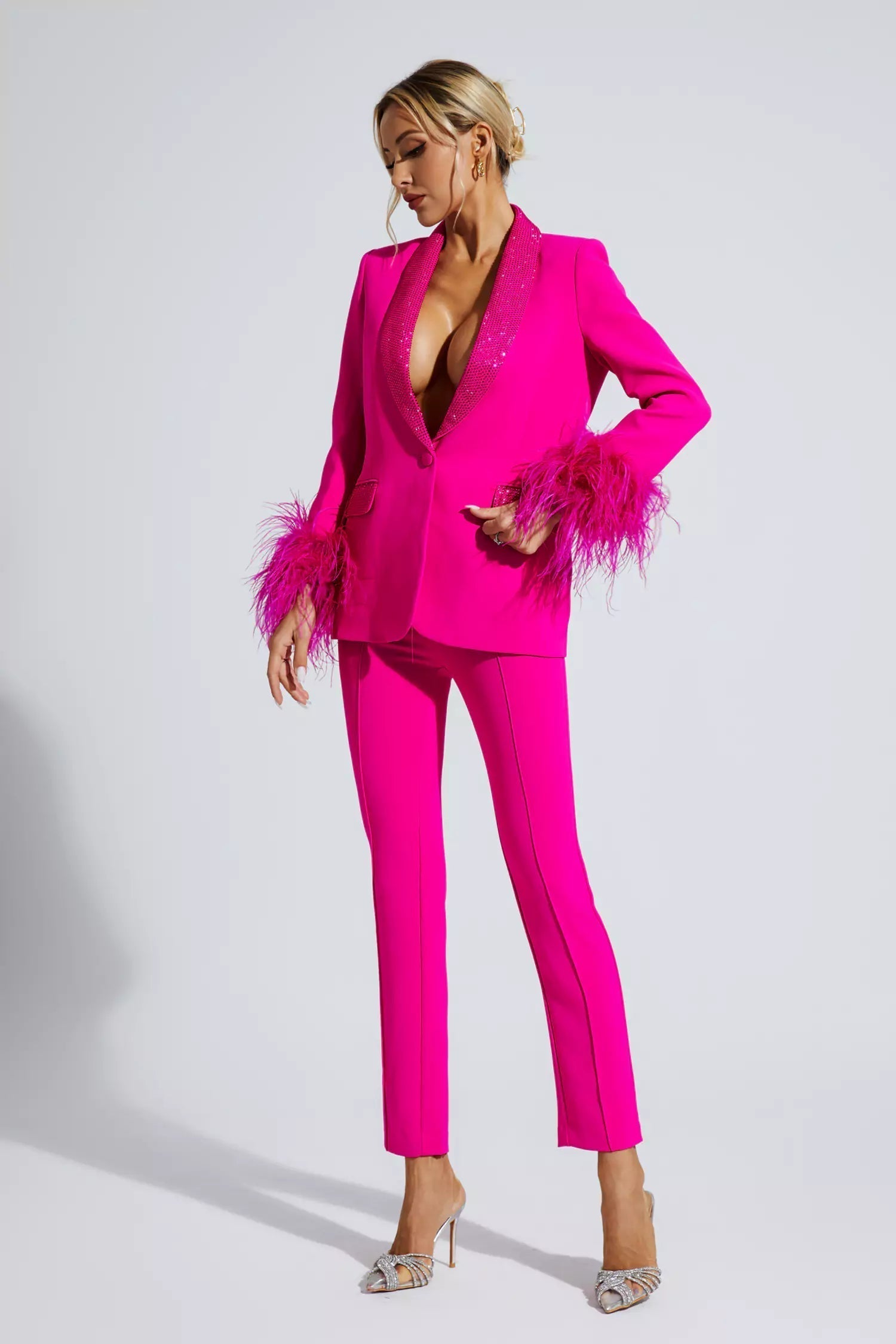 The Caelis Set — Moonstone Feather Blazer