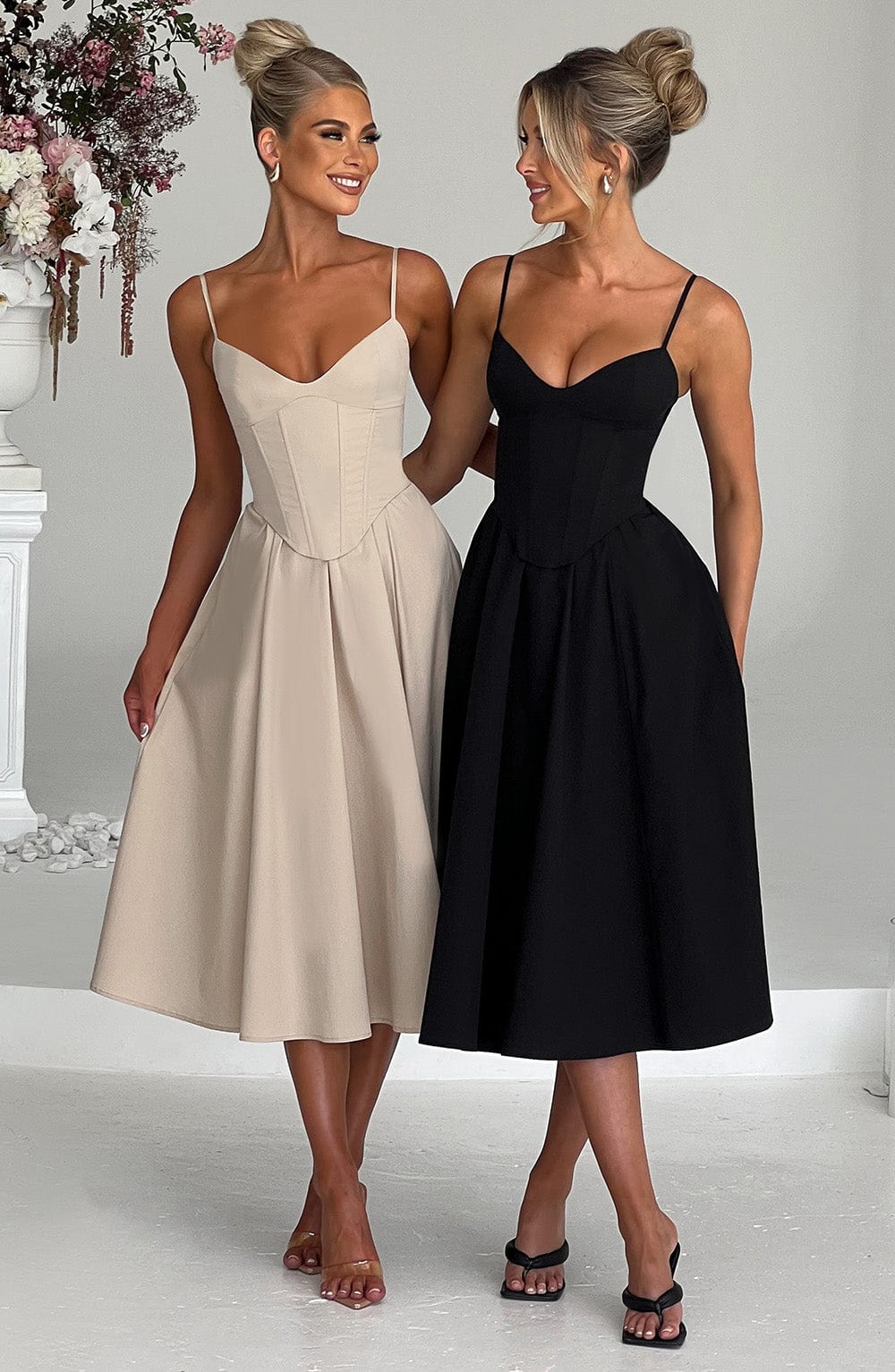 MAILEEN | Robe Midi Élégante avec Design Corset