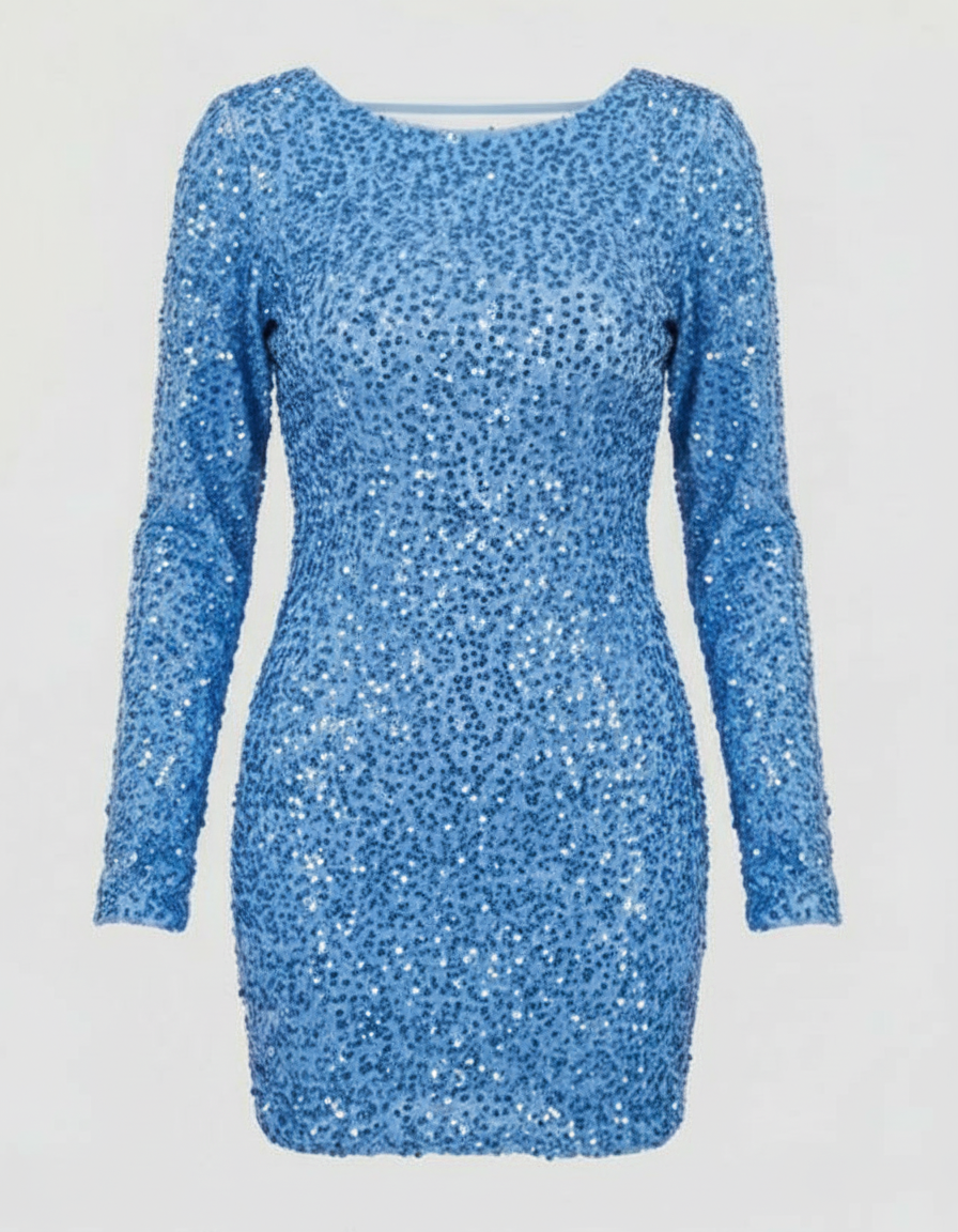 The Elara Mini — Silver Sequin Open Back