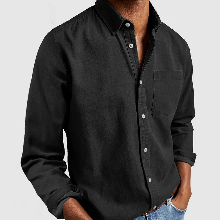 The Liron — Navy Notch Collar Shirt