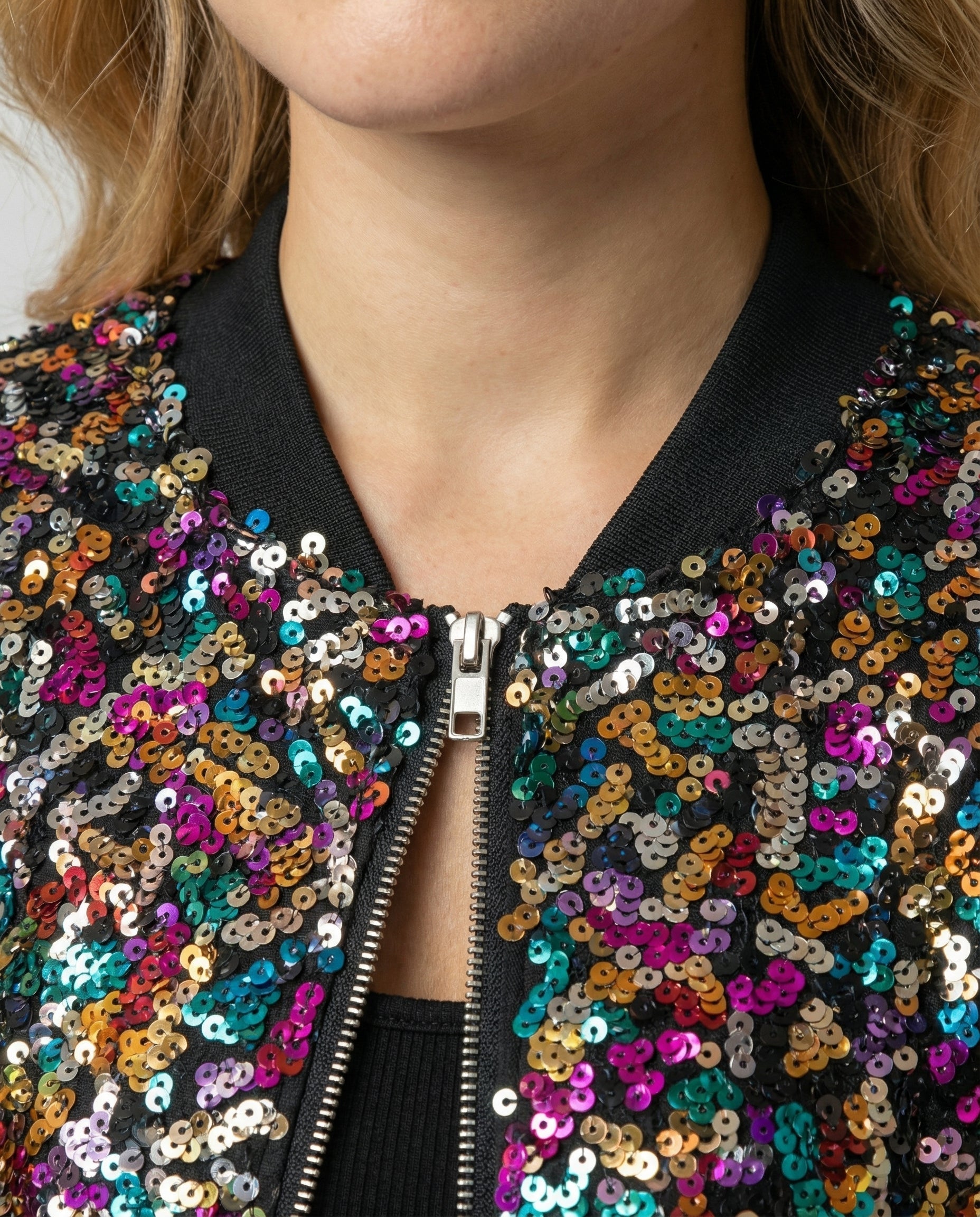 The Liora — Midnight Sequin Bomber