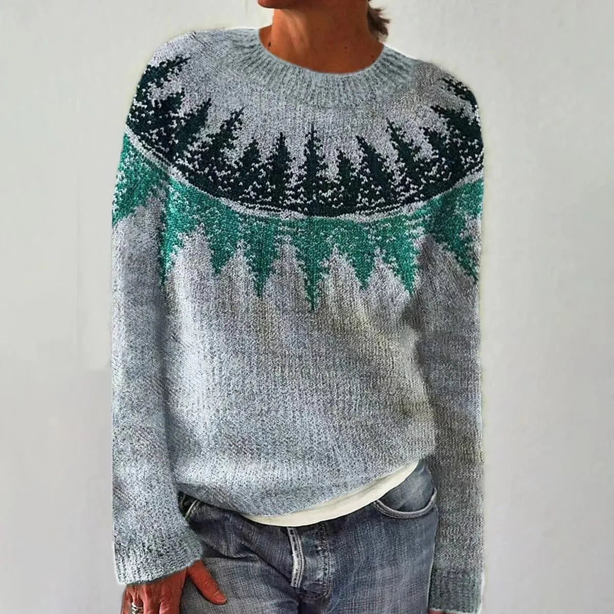 The Ylva Nordic Pullover — Cerulean Mosaic