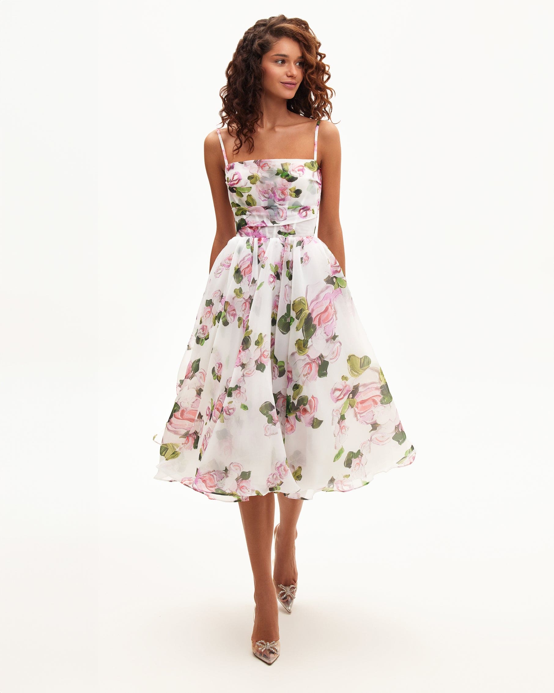 EMERY | Robe fleurie mi-longue