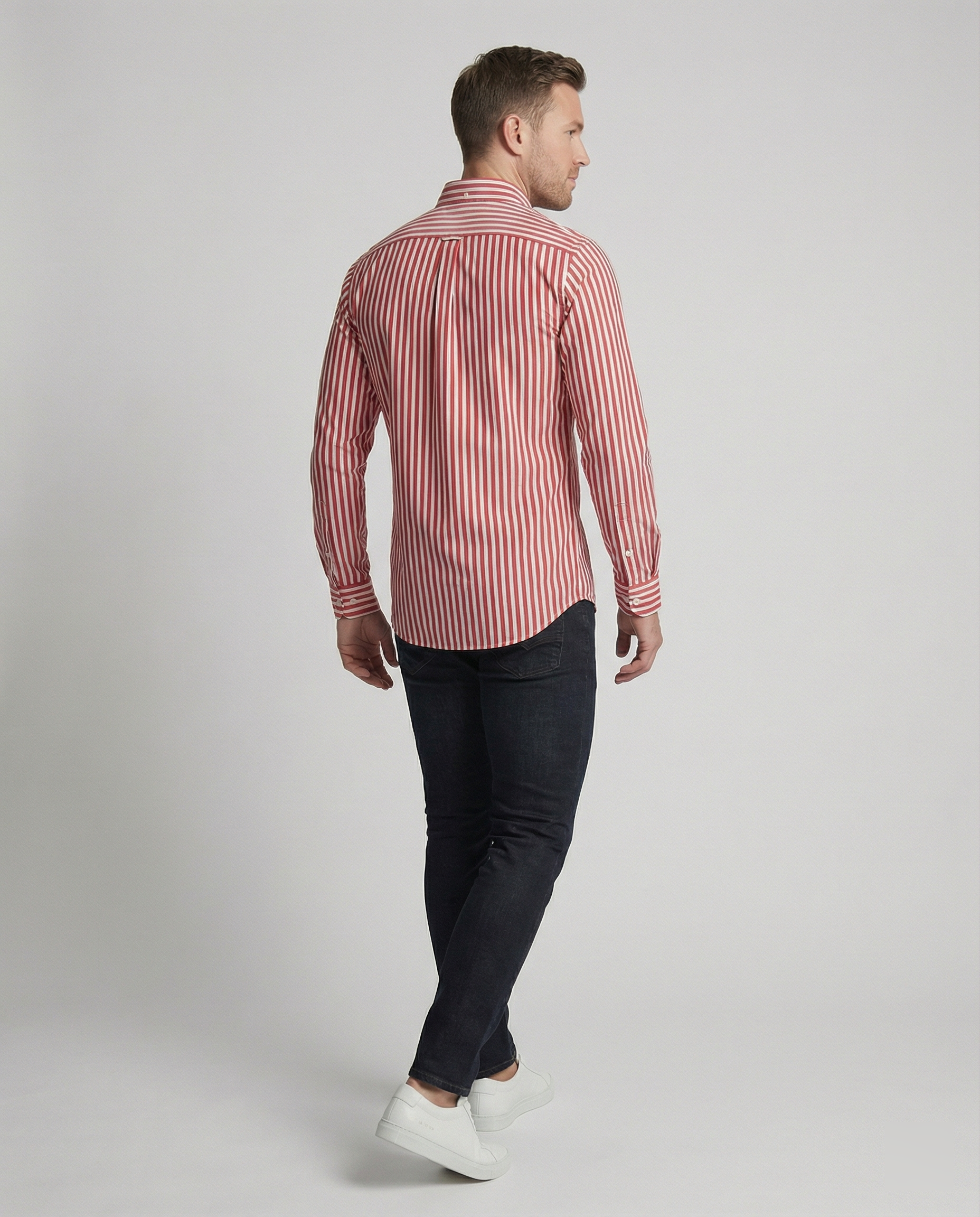 The Antonio Stripe — Scarlet Cotton Shirt