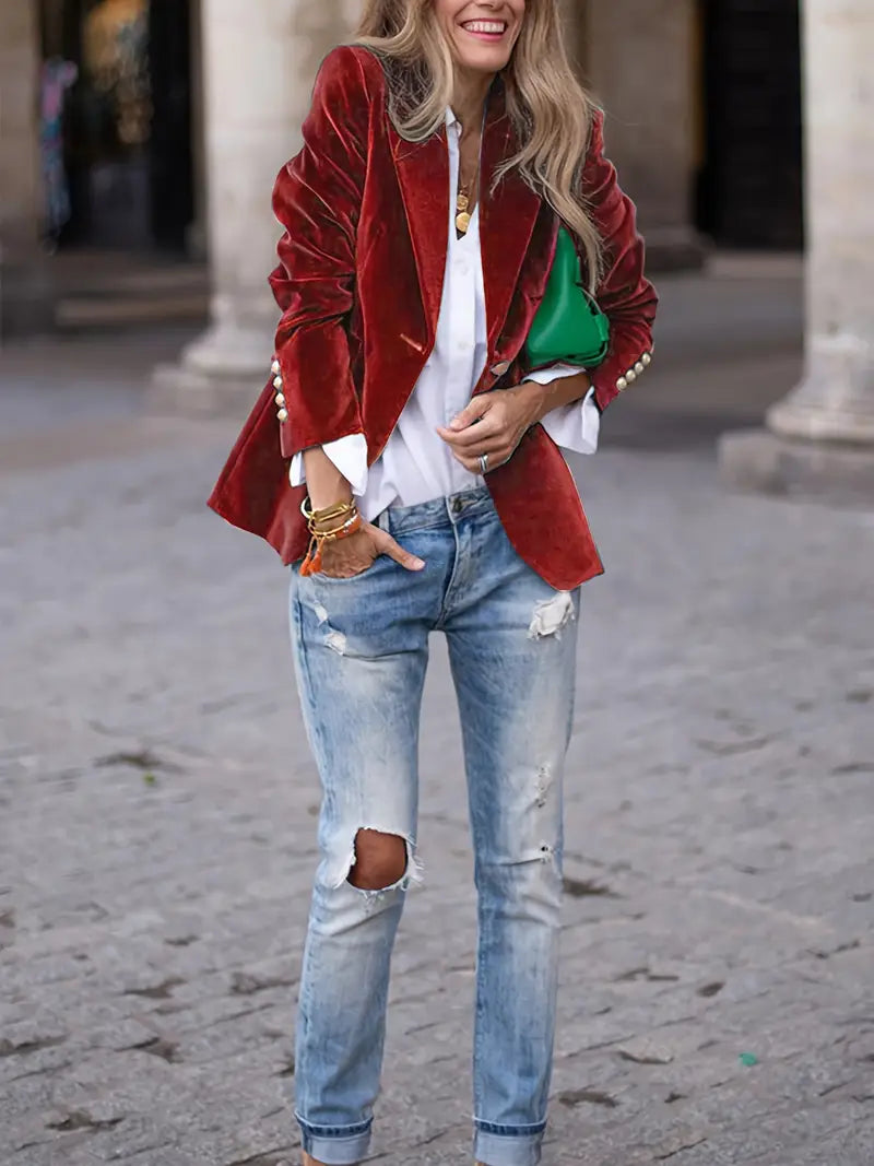 The Isola Velvet Blazer — Midnight