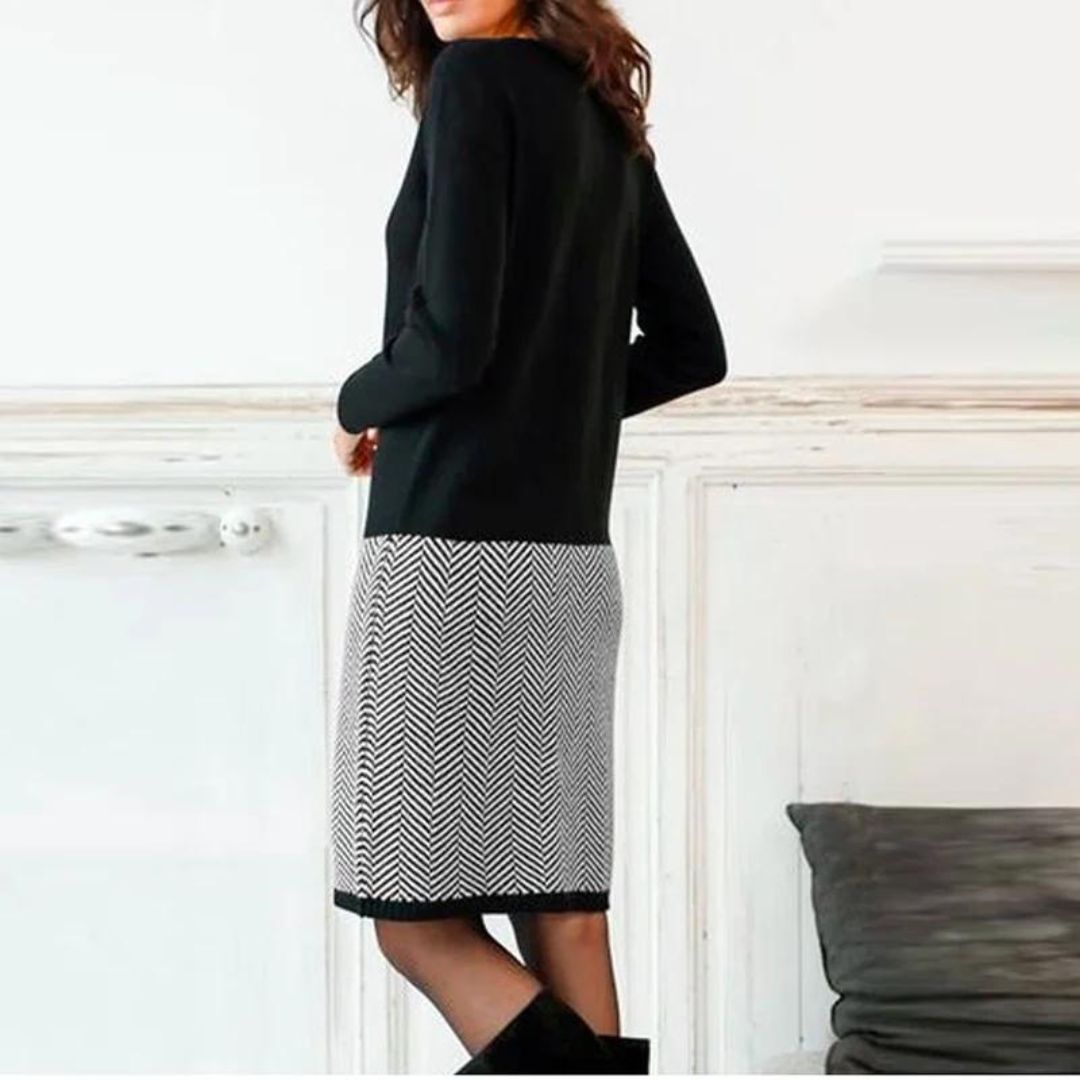 The Essi Dress — Onyx Houndstooth Hem
