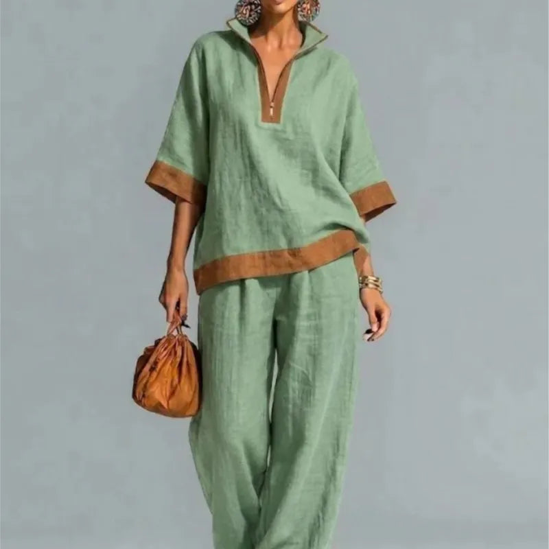 Ensemble coordonné femme style vintage en lin