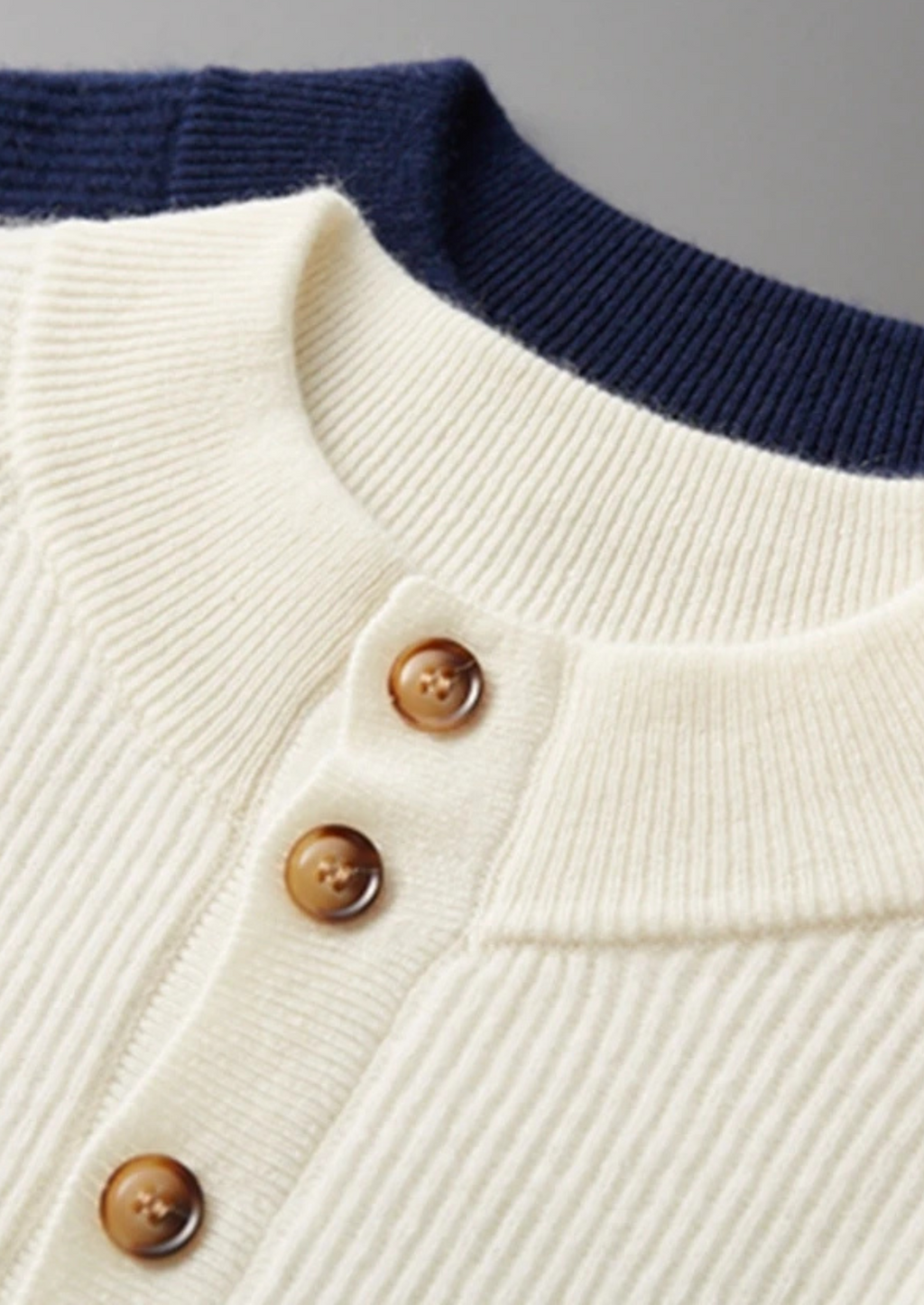Pull Henley classique côtelé en cachemire premium