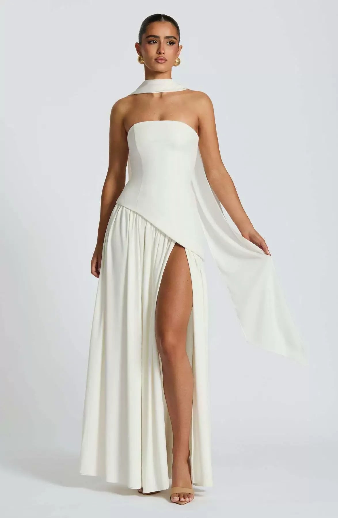 LINA | Robe longue bustier avec fente haute