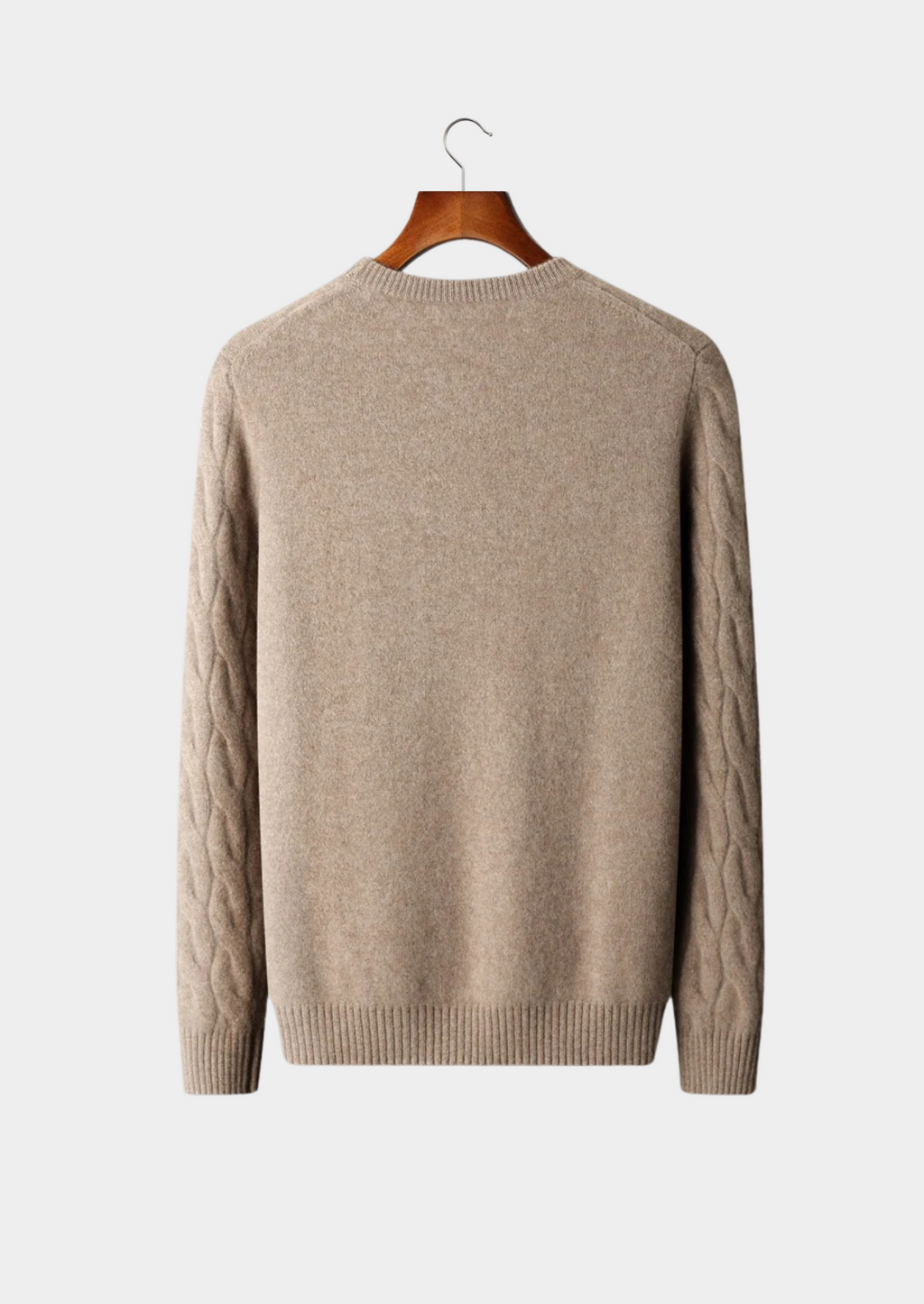 Pull col rond en cachemire câblé premium