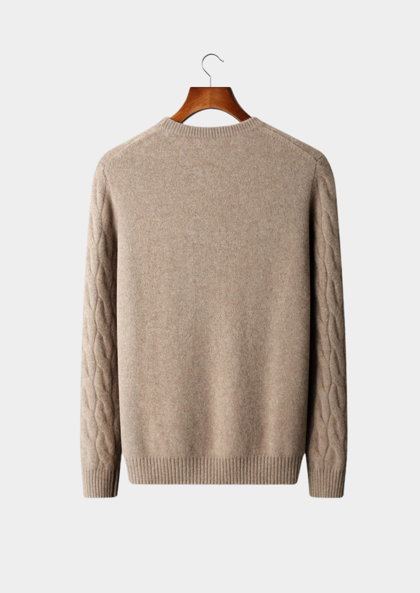 Pull col rond en cachemire câblé premium