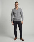 Elian V-Neck Knit — Light Gray
