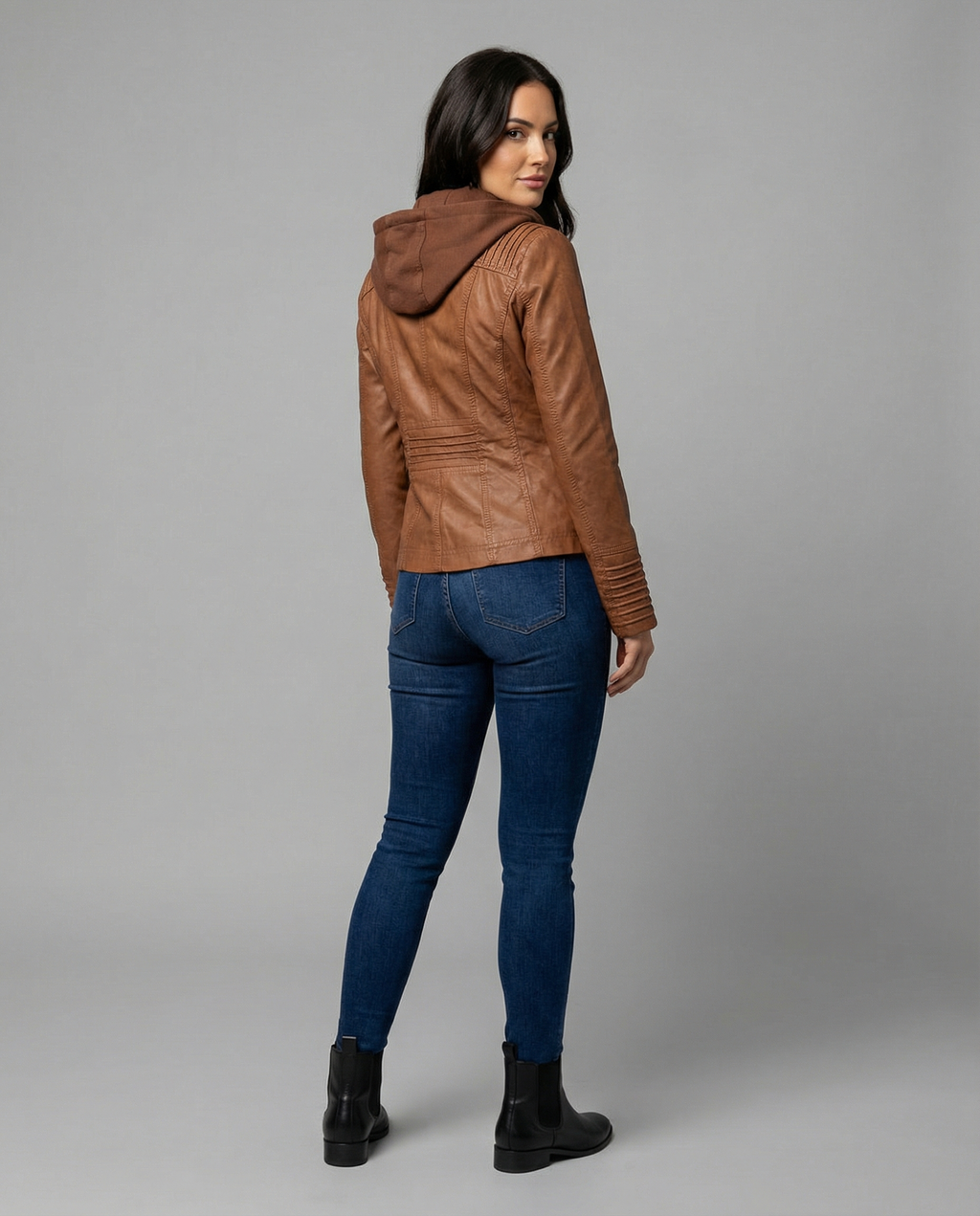 The Kaia — Weatherproof PU Hooded Jacket in Khaki