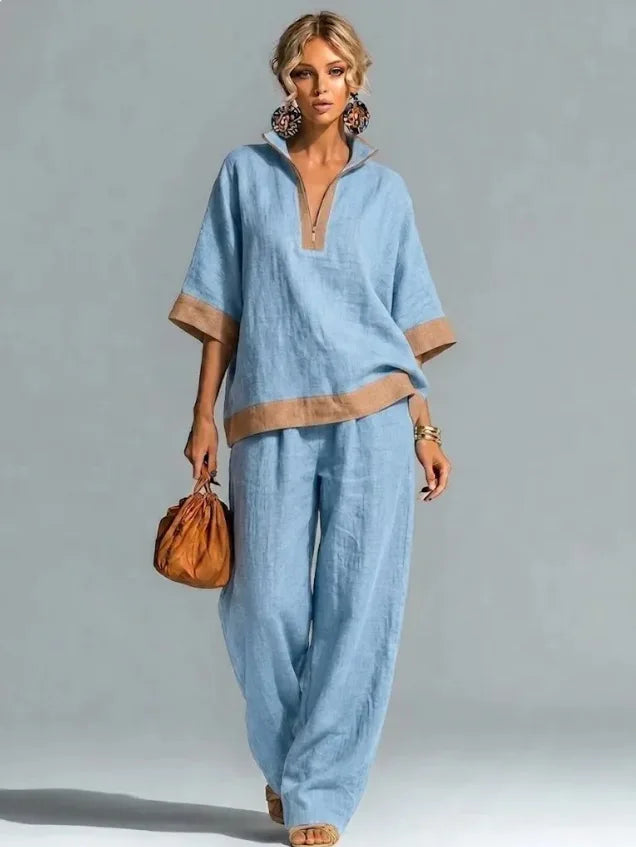 Ensemble coordonné femme style vintage en lin