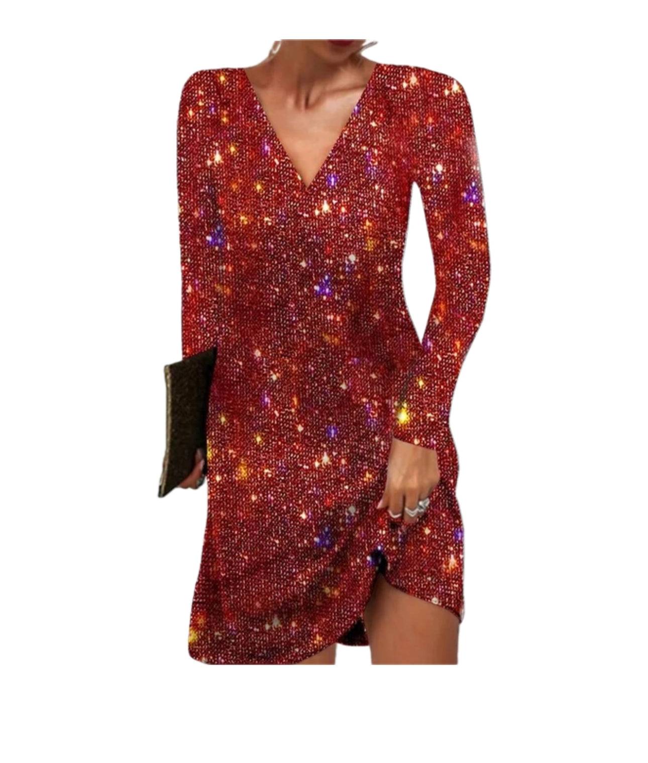 The Elara — Silver Sequin Mini Dress