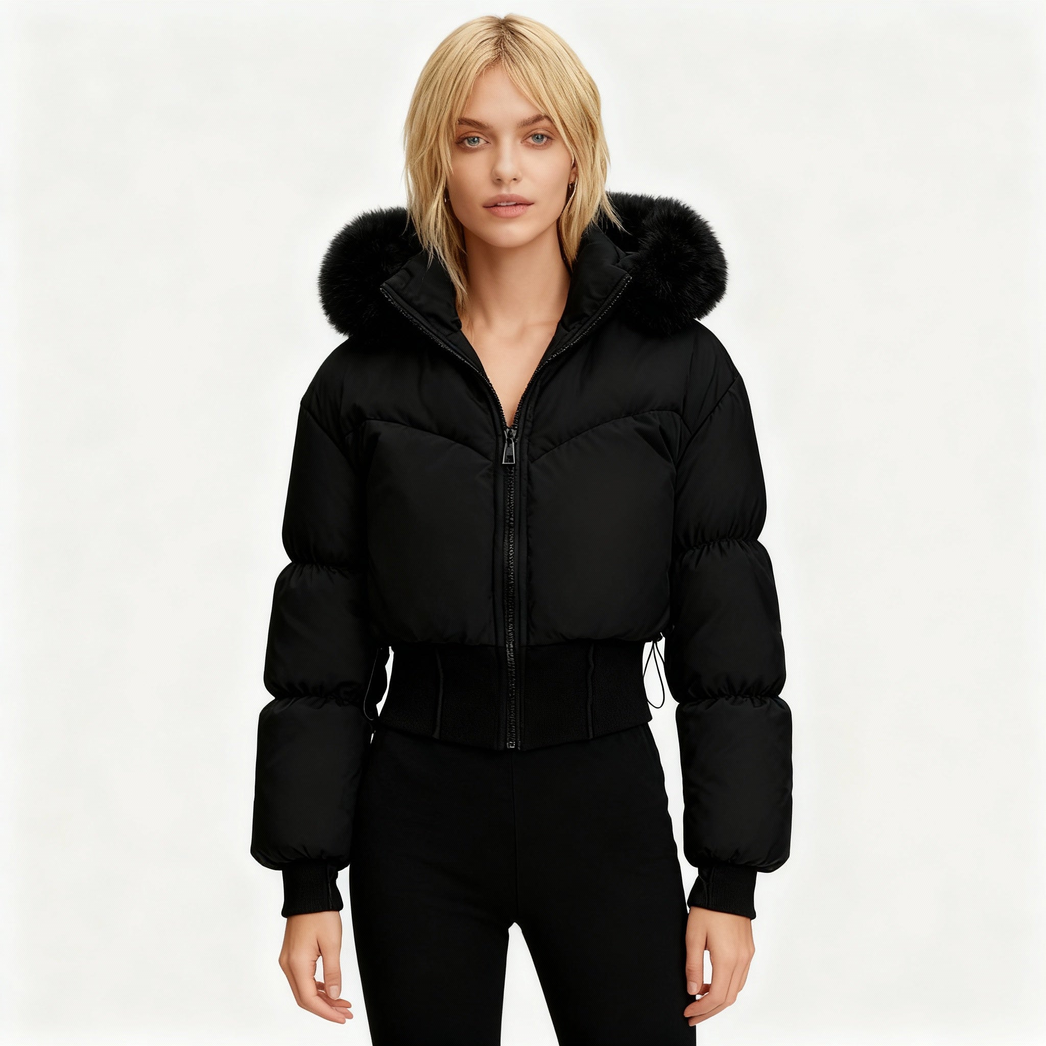 The Flora — Ebony Cropped Down Jacket
