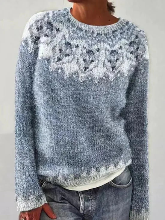 The Ylva Nordic Pullover — Cerulean Mosaic